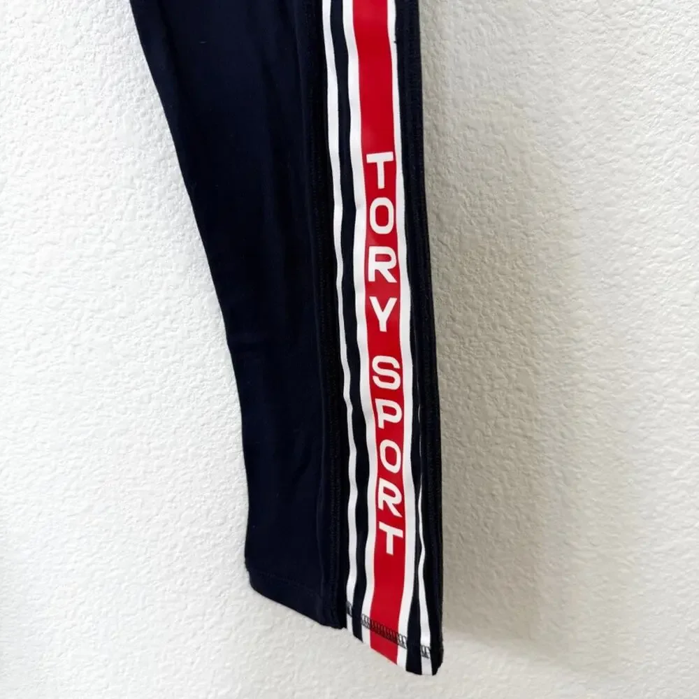 Tory Sport Side Stripe Leggings Navy Red White‎ Logo Small High Rise 7/8